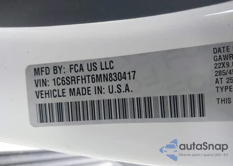 2021 Ram 1500 Limited 4X4 5'7 Box из США, поврежденный, VIN 1C6SRFHT6MN830417